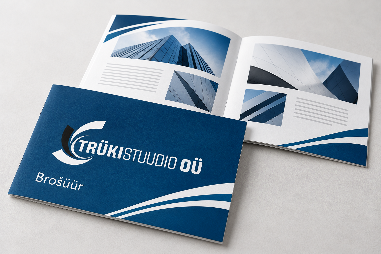 blue saddle stitched brochure mockup 1